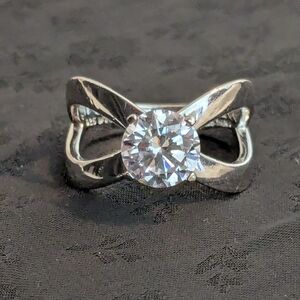 925 Solid Sterling Silver Solitaire CZ Infinity Ring Size 8